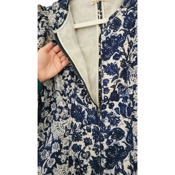 Ulla Johnson Dress Mini Western Wren Denim Puff Long Sleeve Blue Floral US 8 - Picture 11 of 15